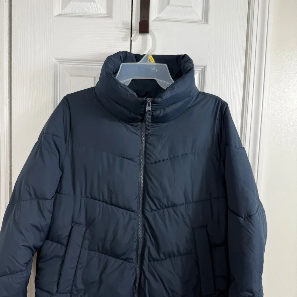 Abercrombie & Fitch Puffer Jacket Womens S Navy Blue Y2K Water Wind Resistant